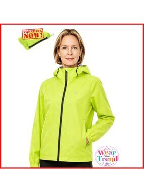 Women's Waterproof Packable Rain Jacket Hooded Windproof Hiking Coat